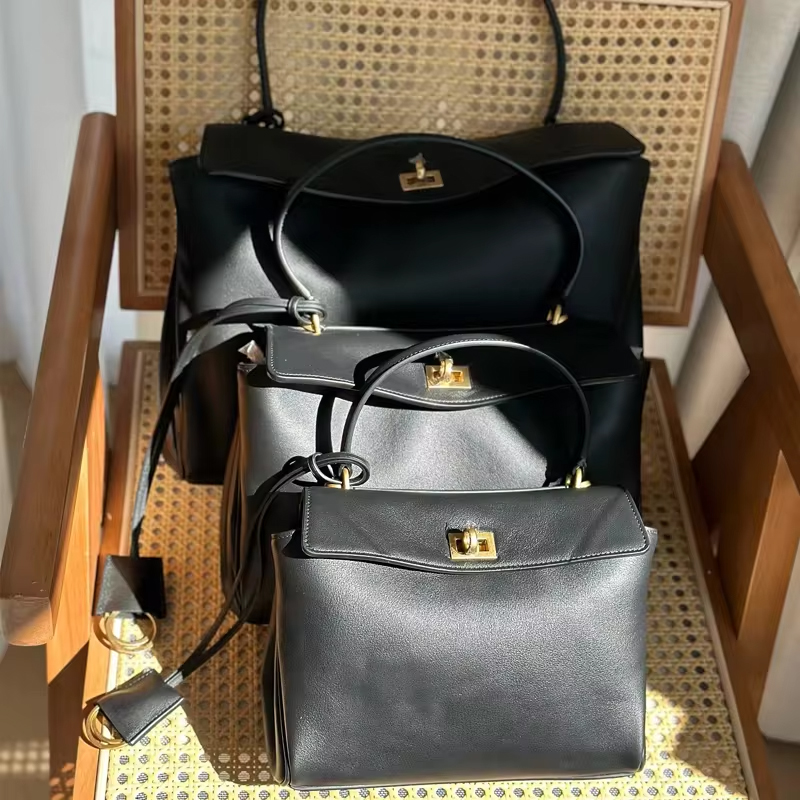 Leatherwork Designs - Luxury Gold Lock Designer Handbag for